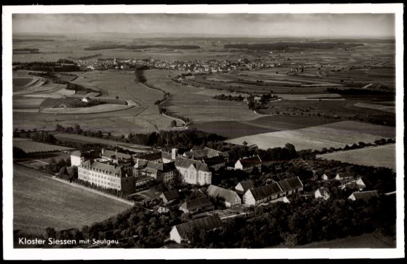 Ak Siessen Bad Saulgau, Kloster, Fliegeraufnahme
