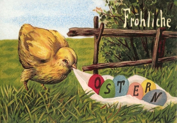 Set aus 7 Grusskarten Ostern (neu) - Osterhasen, Engel, Lamm, Küken, Osterei