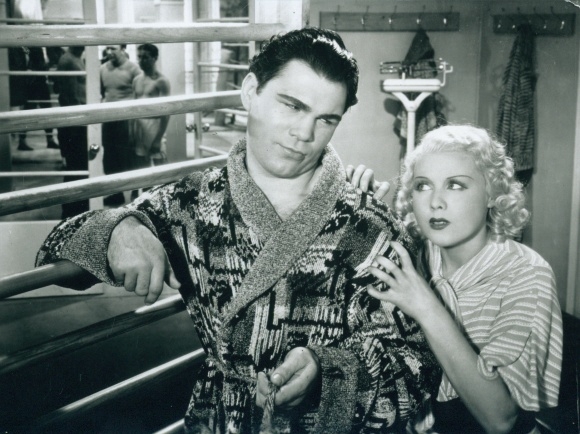 Photo actress Anny Ondra and boxer Max Schmeling, film scene Knock out