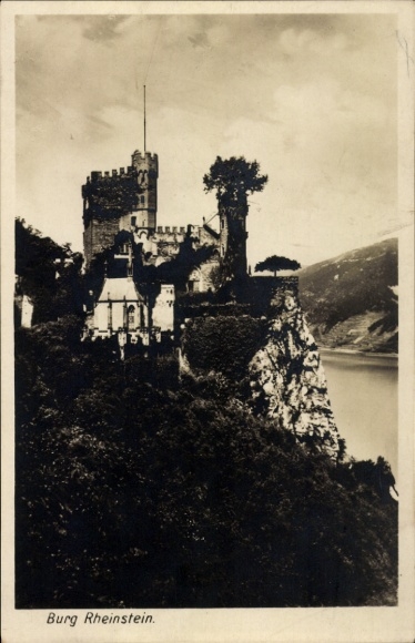 Postcard Trechtingshausen am Rhein, Rheinstein Castle