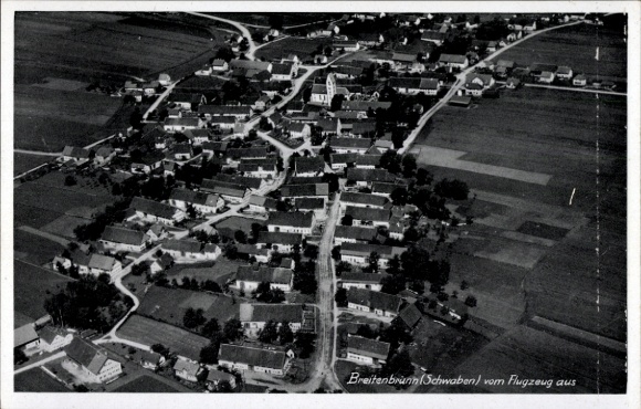 Postcard Breitenbrunn Swabia Unterallgäu, aerial photograph