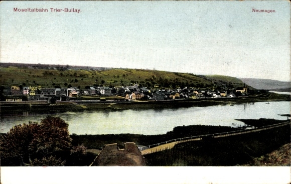 Postcard Neumagen Dhron on the Moselle, Moseltalbahn Trier-Bullay