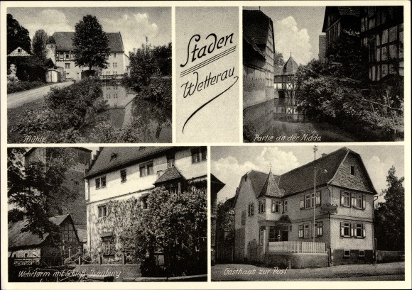 Postcard Florstadt Staden Wetteraukreis, Isenburg Castle, Ysenburg, Nidda, Inn zur Post