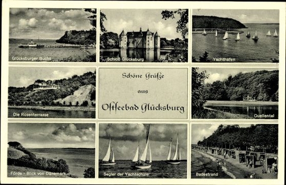 10 alte Ak Glücksburg, diverse Ansichten