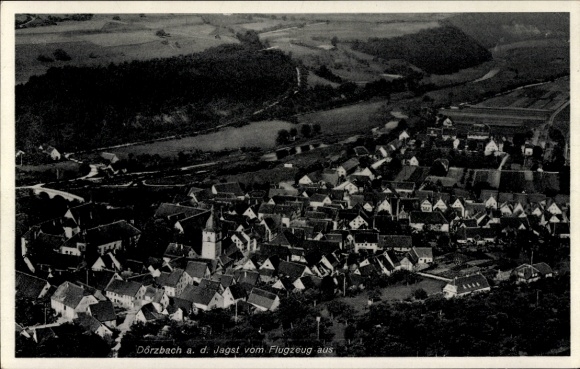 Postcard Dörzbach an der Jagst Württemberg, aerial photograph