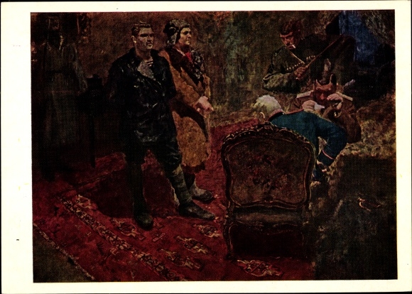 Artist Postcard Ioganson, Boris Vladimirovich, Interrogation of Communists, Soviet Union
