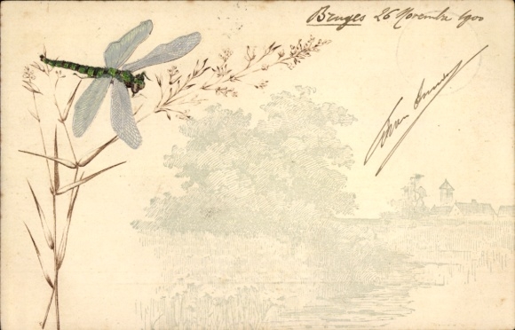 Artist Postcard Village View, Dragonfly