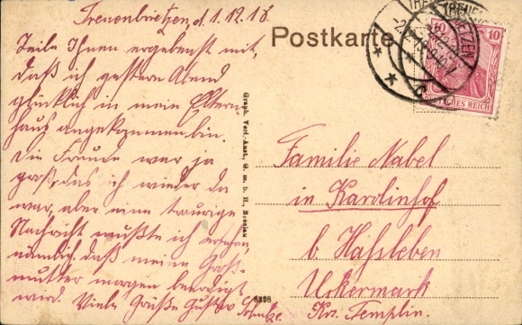 Postcard Treuenbrietzen in Brandenburg, Hohenzollern fountain