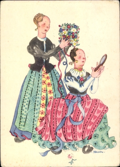 Künstler Ak Hahn, Frauen in Tracht