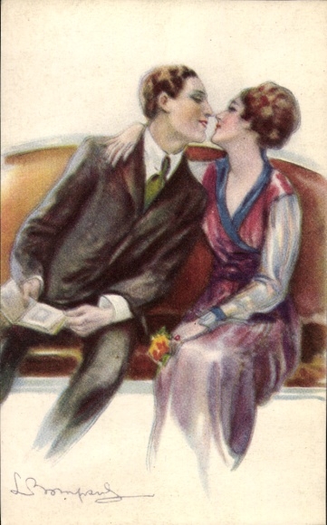 Artist Postcard Bompard, Sergio, kissing lovers