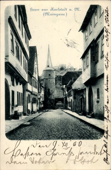 Postcard Karlstadt am Main Lower Franconia, Greetings from Karlstadt a. M., Maingasse, building, paved S