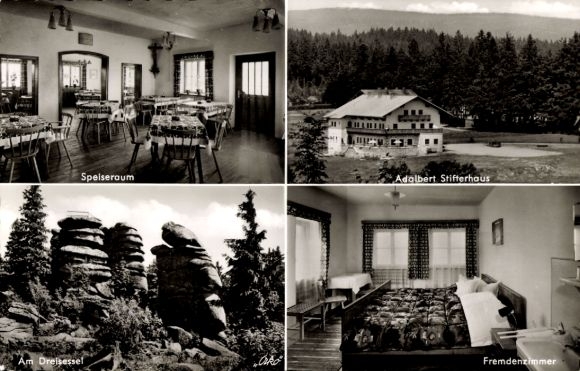Ak Frauenberg, Berghotel Adalbert-Stifter-Haus, Speiseraum, Stifterhaus, Dreisessel, Fremdenzimmer