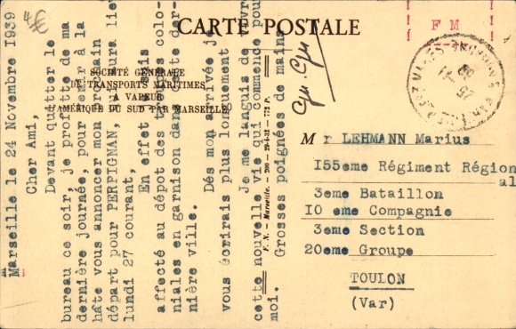 Postcard Paquebot Campana, SGTM, Transatlantique, view starboard