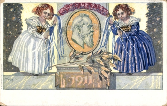 Postwaardestuk kunstenaarsbriefkaart Diez, M., prins-regent Luitpold van Beieren 1911, 5 Pfennig