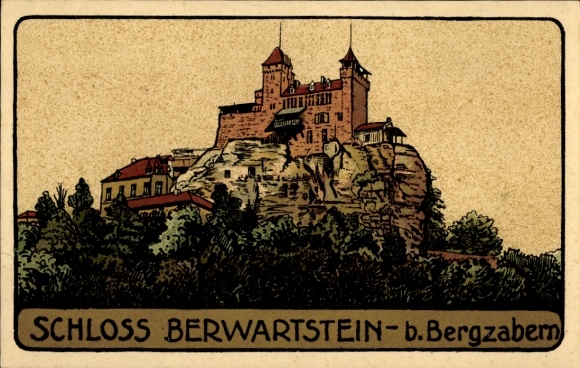 Steindruck Ak Erlenbach bei Dahn in der Pfalz, Burg Berwartstein