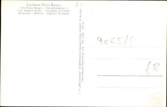 Postcard Irsch Rhineland Palatinate, partial views, Gasthaus Peter Karges