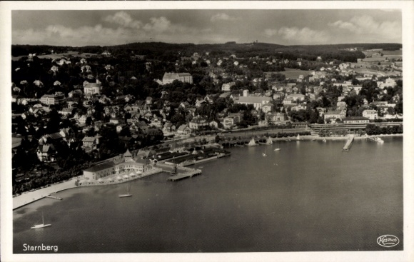 Postcard Starnberg in Upper Bavaria, aerial photograph