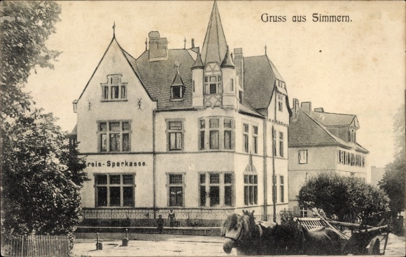 Postcard Simmern im Rhein Hunsrück Kreis, Kreisparkasse, exterior view