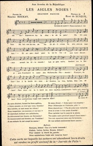 Song CPA Les Aigles Noirs, Chanson Marche, Paroles de Maurice Boukay