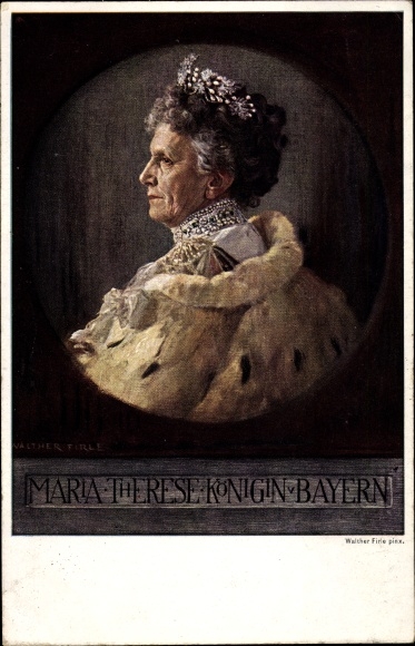 Artist PC Firle, Walther, Maria Therese, wife of King Ludwig III. of Bavaria, portrait, uniform