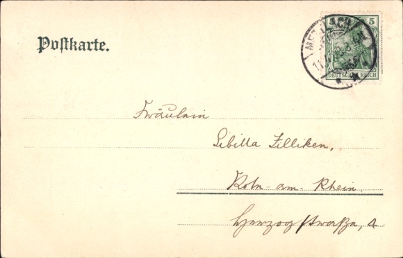 Postcard Mettlach in Saarland, general view, bridge, old tower, stud farm