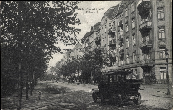 Ansichtkaart Hamburg Wandsbek district Eilbek, Eilbecktal, auto