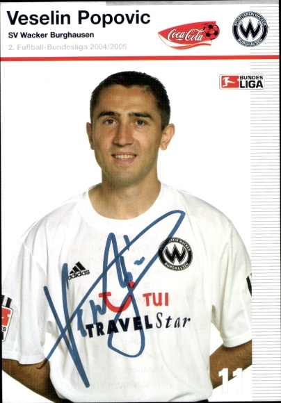 Autogrammkarte Fußballer Veselin Popovic, SV Wacker Burghausen, Autogramm
