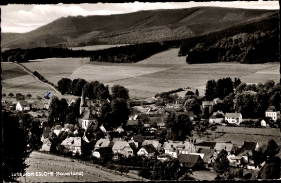 Postcard Eslohe Sauerland, general view, church
