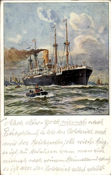 Artist Postcard HAPAG steamer Bayern, passenger ship