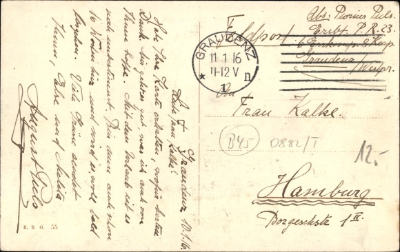 Postcard Grudziądz Graudenz West Prussia, old artillery barracks, tram
