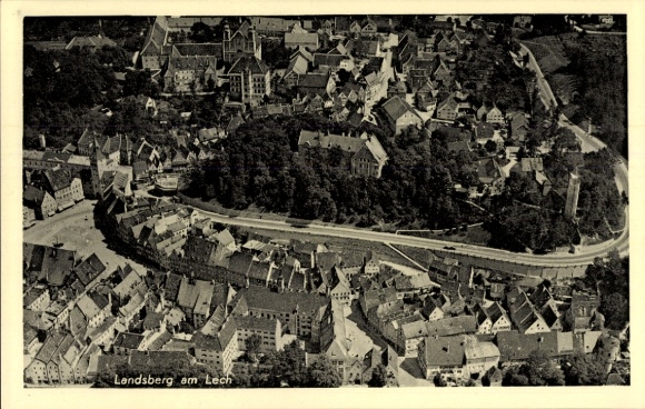 Postcard Landsberg am Lech Upper Bavaria, aerial photograph