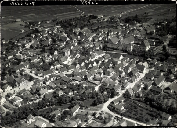 Postcard Babenhausen Swabia, aerial photograph