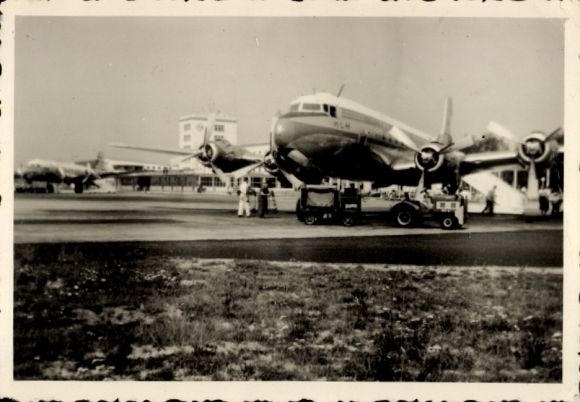 Photo Postcard Dutch passenger aircraft, KLM, airport