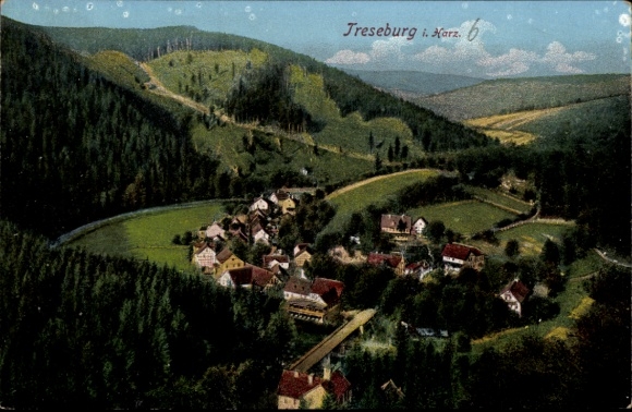 Ak Treseburg Thale im Harz, Panorama, Bodetal
