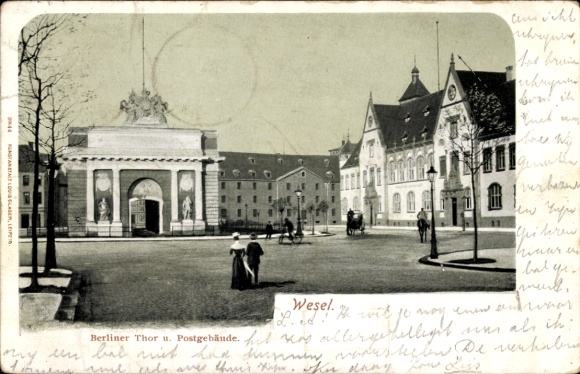 Ak Wesel am Niederrhein, Berliner Thor, Postgebäude