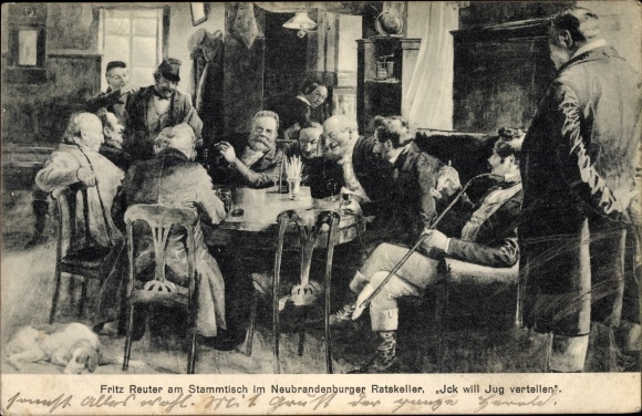 PC Neubrandenburg in Mecklenburg-Western Pomerania, Fritz Reuter at the regulars&#39; table in the Ratskeller