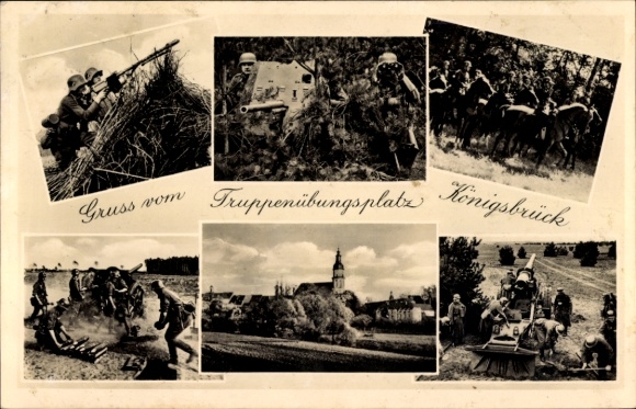 Postcard Königsbrück in Upper Lusatia, soldiers, military training area, military exercises, photography