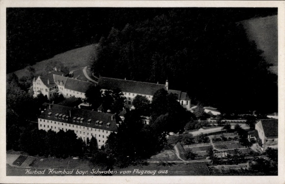Postcard Krumbach in Swabia, Krumbad, aerial photograph