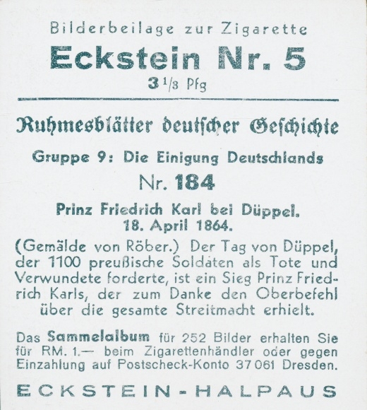 Collection picture Glory sheets of German history 184 Unification of Germany, Prince Friedrich Karl Düppel