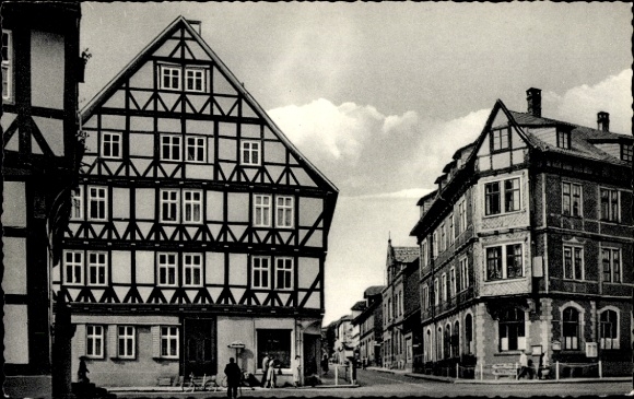 Postcard Uslar in Solling Lower Saxony, half-timbered house