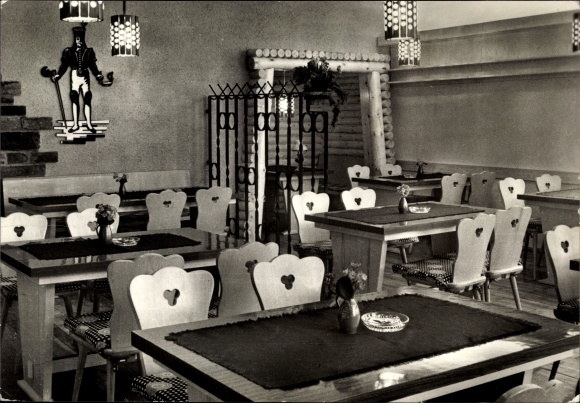 Postcard Pobershau Marienberg in the Ore Mountains, HO Gaststätte Huthaus, interior view