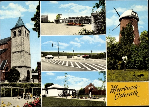 PC Osterath Meerbusch on the Lower Rhine, windmill, church, town views
