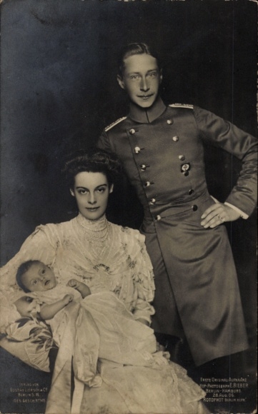 Postcard Crown Prince Couple, Crown Prince Wilhelm of Prussia, Cecilie, Hereditary Prince Wilhelm
