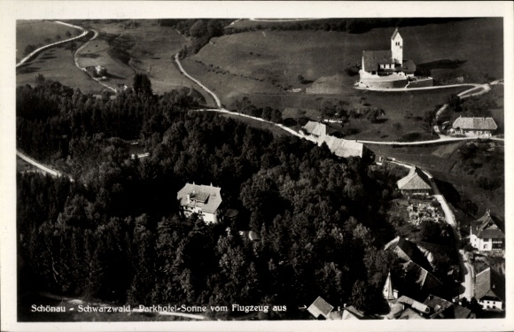 Schönau am Inn, Black Forest, aerial photograph, Parkhotel Sonne