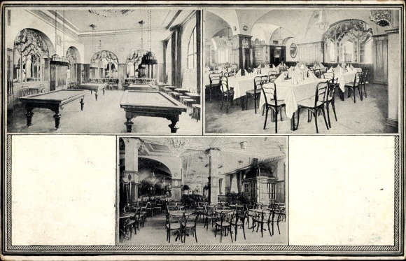 PC Munich Bavaria, Fahrig&#39;s Hotel Deutscher Hof, Café Fahrig, interior view, billiards