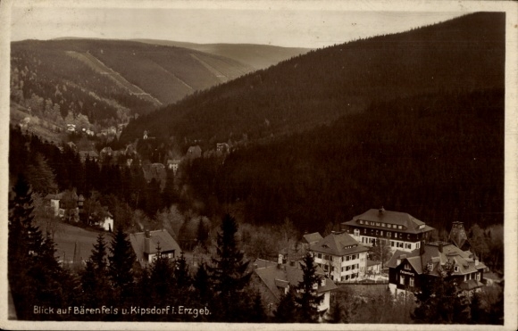Ak Kipsdorf Altenberg in het Erzgebirge, uitzicht op Bärenfels