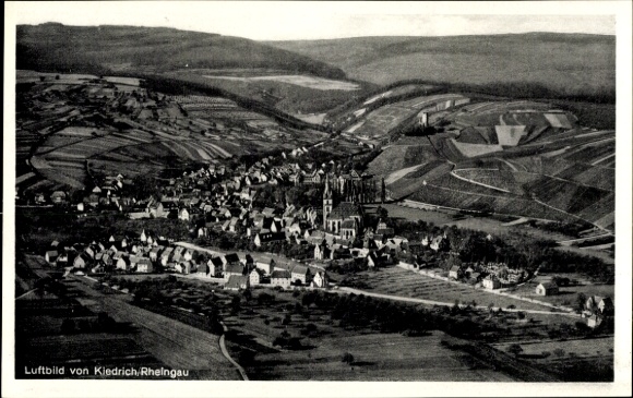 Postcard Kiedrich in the Rheingau Taunus, aerial photograph