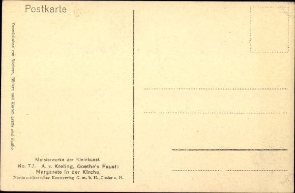 Kunstenaar Ak Kreling, Faust, Margarete in de kerk