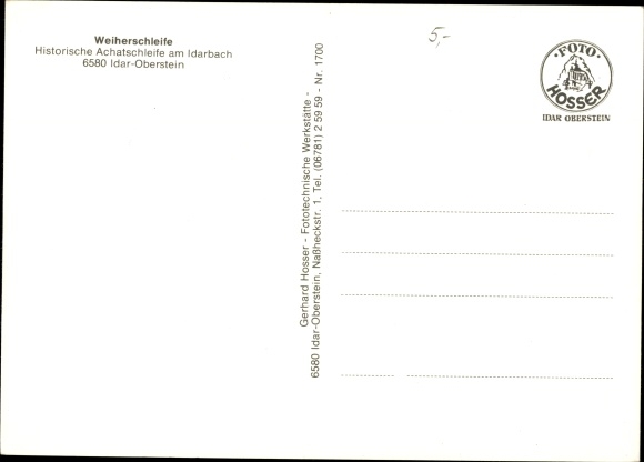 Postcard Idar Oberstein on the Nahe, pond loop, gem cutter at work