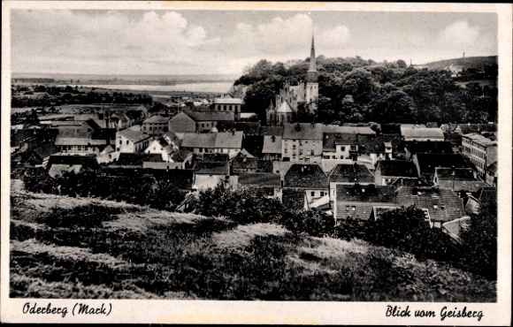 Postcard Oderberg in der Mark, general view from Geisberg